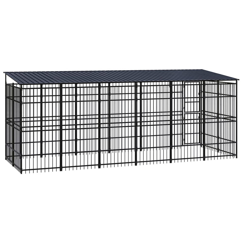 Outdoor Dog Kennel with Roof Steel 11.06 m²