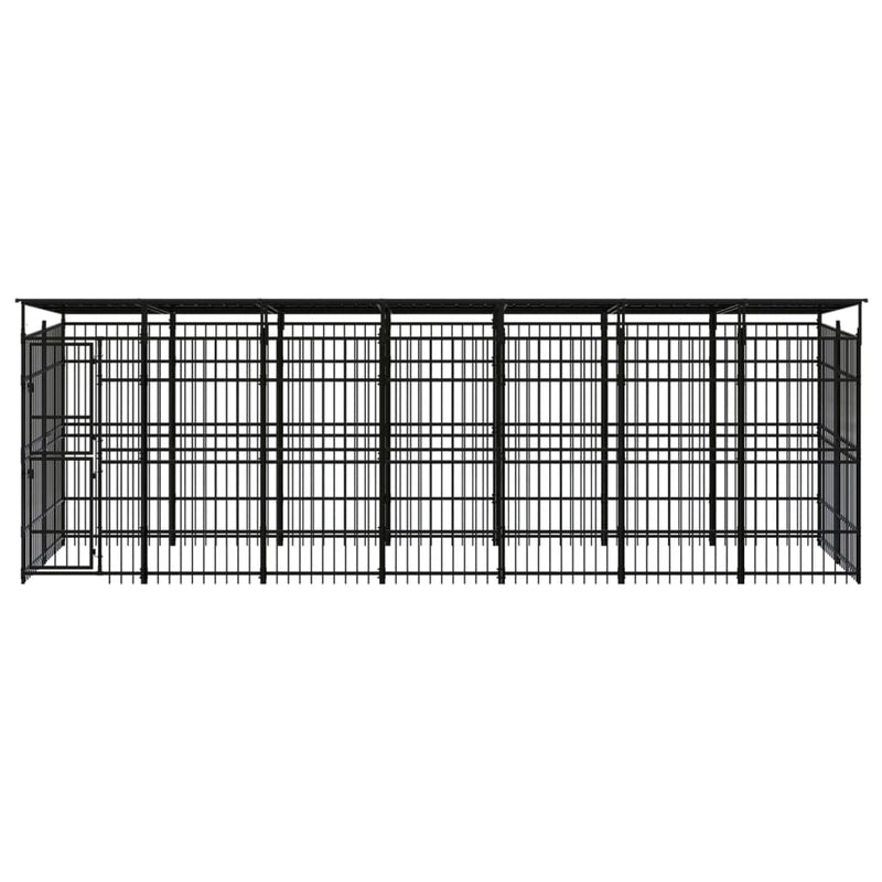 Outdoor Dog Kennel with Roof Steel 12.9 m²