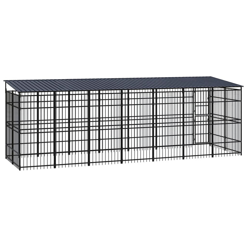 Outdoor Dog Kennel with Roof Steel 12.9 m²