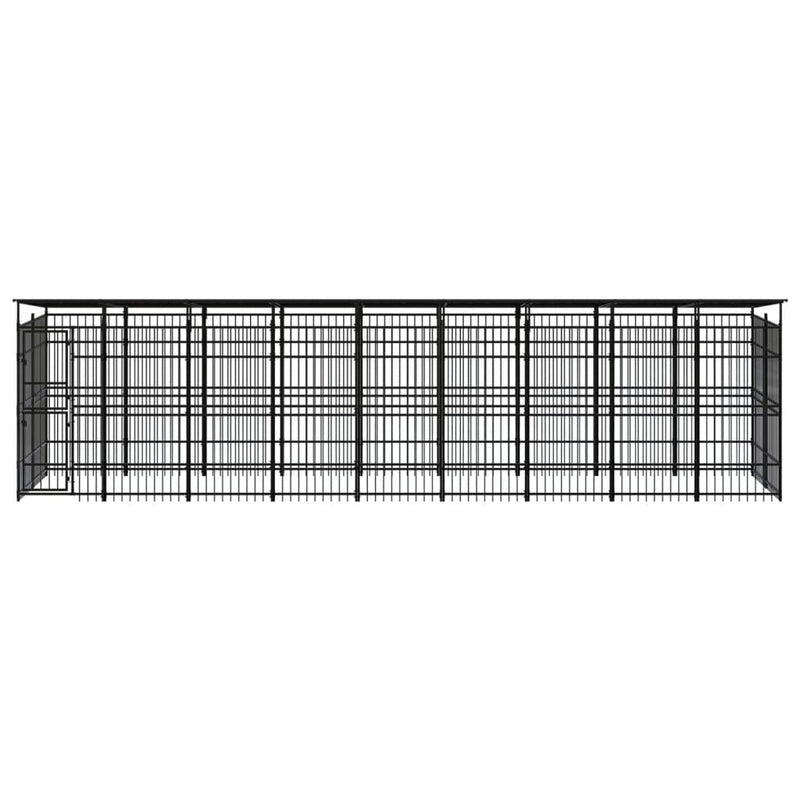 Outdoor Dog Kennel with Roof Steel 16.59 m²