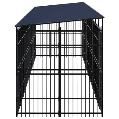 Outdoor Dog Kennel with Roof Steel 16.59 m²