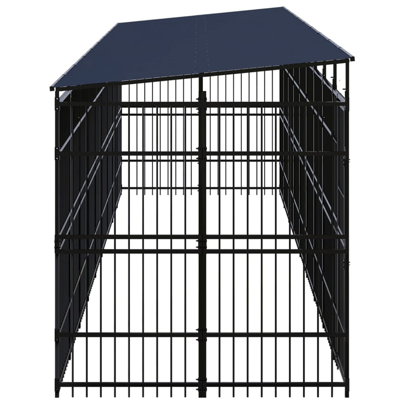 Outdoor Dog Kennel with Roof Steel 16.59 m²