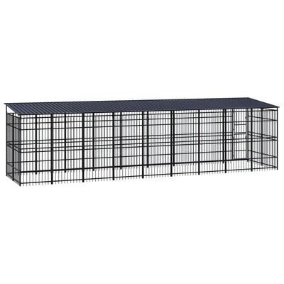 Outdoor Dog Kennel with Roof Steel 16.59 m²