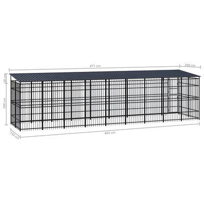 Outdoor Dog Kennel with Roof Steel 16.59 m²