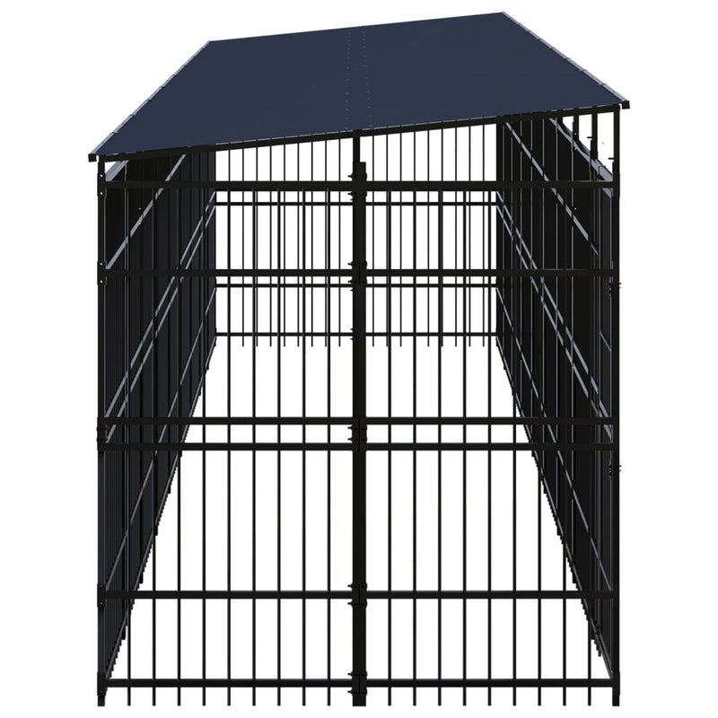 Outdoor Dog Kennel with Roof Steel 18.43 m²