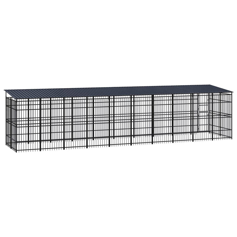 Outdoor Dog Kennel with Roof Steel 18.43 m²