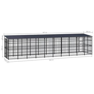 Outdoor Dog Kennel with Roof Steel 18.43 m²