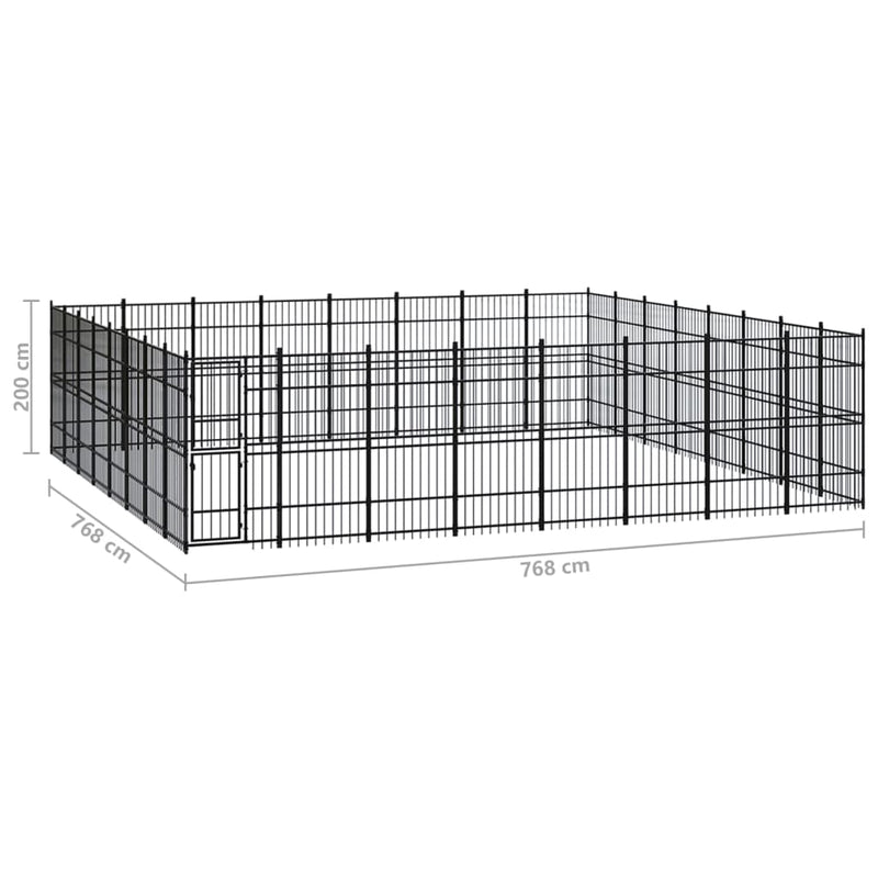 Outdoor Dog Kennel Steel 58.98 m²