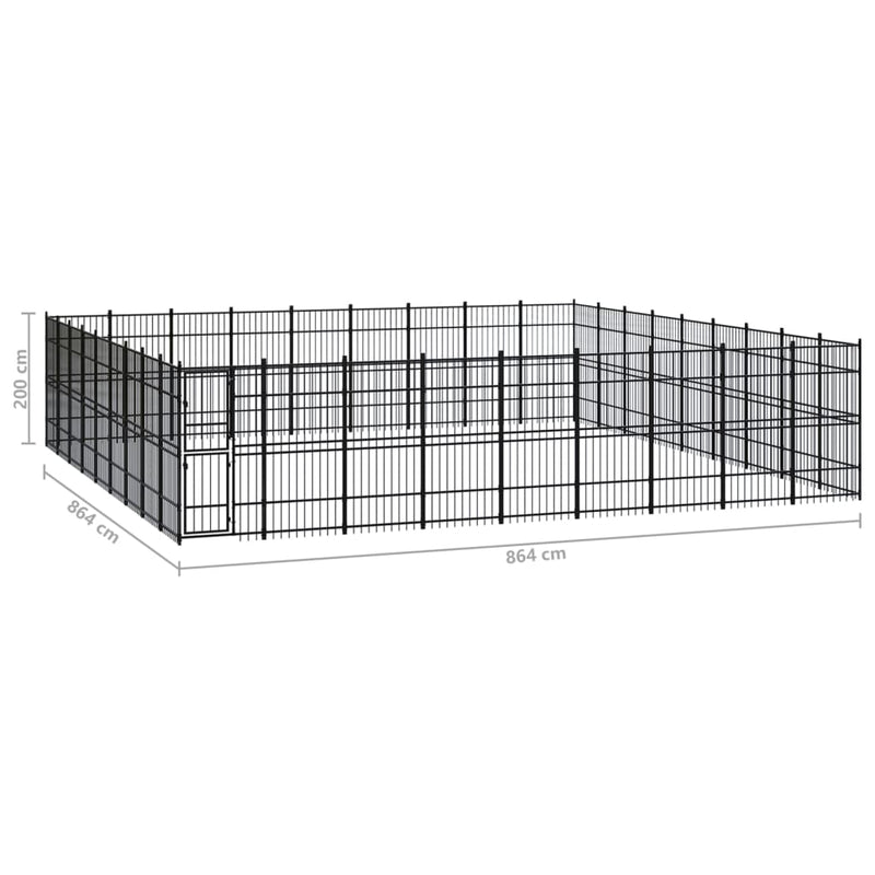 Outdoor Dog Kennel Steel 74.65 m²