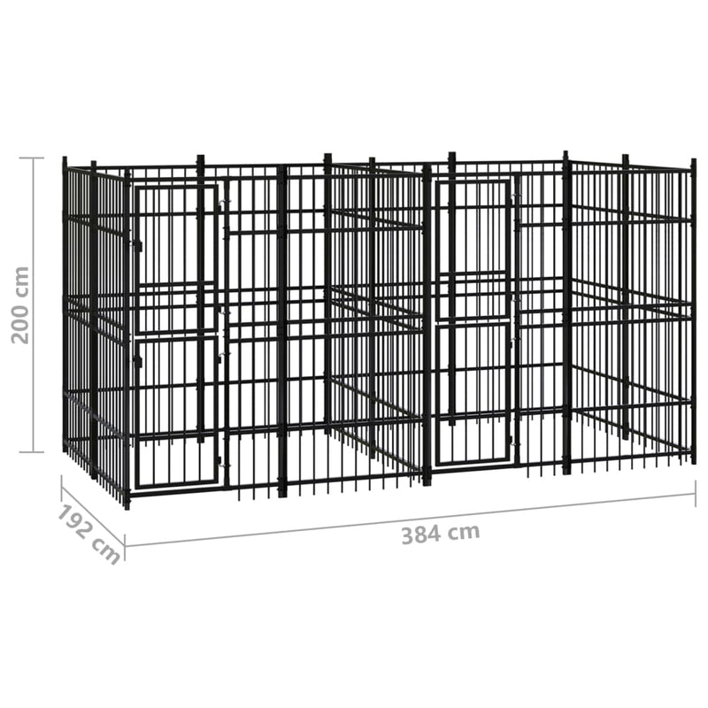 Outdoor Dog Kennel Steel 7.37 m²