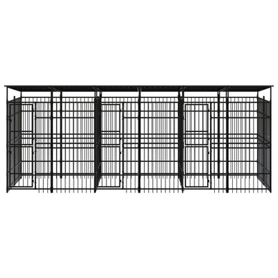 Outdoor Dog Kennel with Roof Steel 11.06 m²