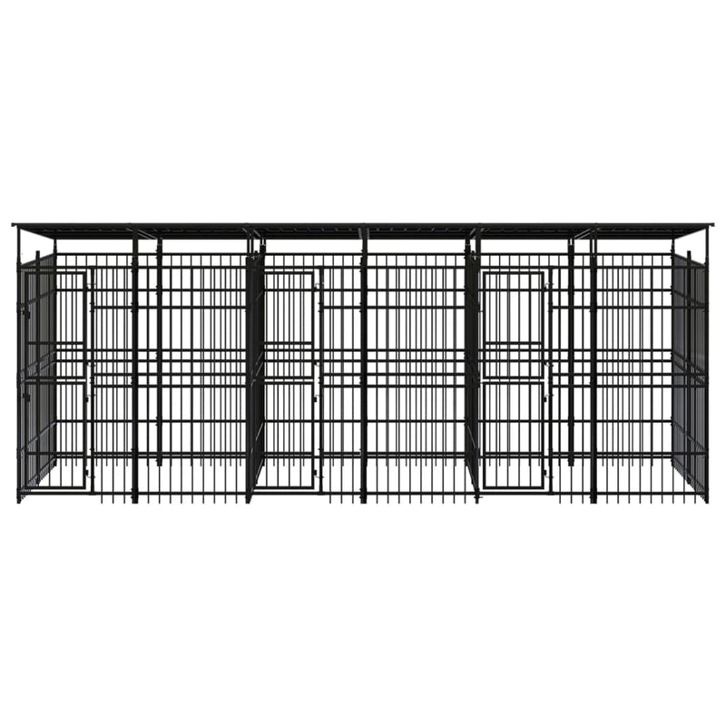 Outdoor Dog Kennel with Roof Steel 11.06 m²