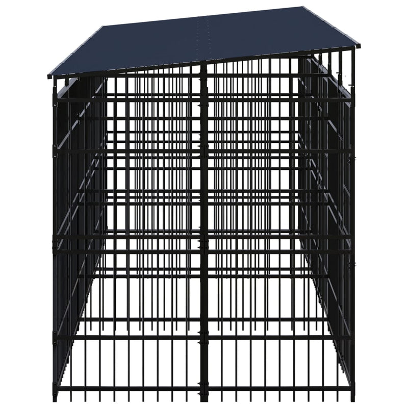 Outdoor Dog Kennel with Roof Steel 11.06 m²