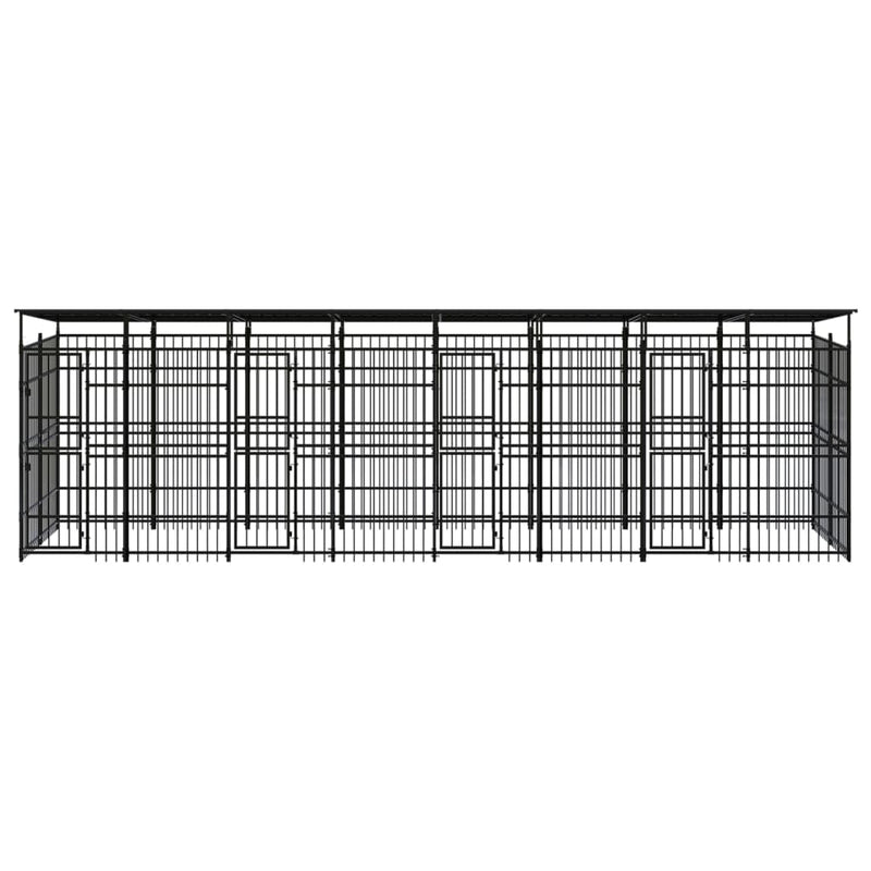 Outdoor Dog Kennel with Roof Steel 14.75 m²