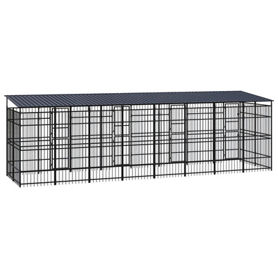 Outdoor Dog Kennel with Roof Steel 14.75 m²