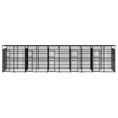 Outdoor Dog Kennel with Roof Steel 18.43 m²