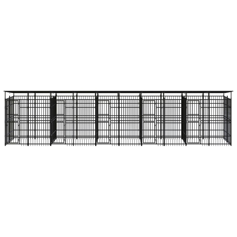 Outdoor Dog Kennel with Roof Steel 18.43 m²