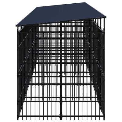 Outdoor Dog Kennel with Roof Steel 18.43 m²