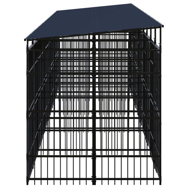 Outdoor Dog Kennel with Roof Steel 18.43 m²