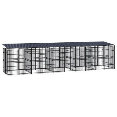 Outdoor Dog Kennel with Roof Steel 18.43 m²