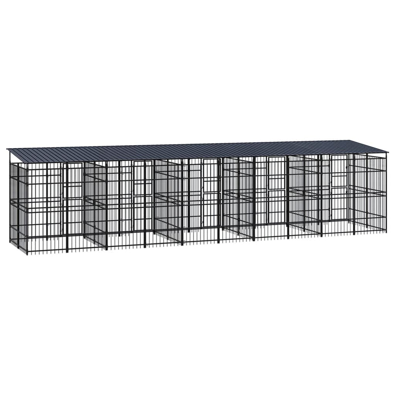 Outdoor Dog Kennel with Roof Steel 18.43 m²