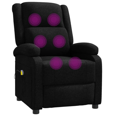 Wing Back Massage Chair Black Fabric