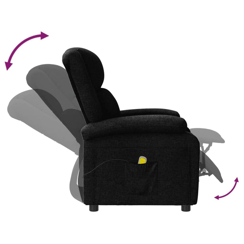 Wing Back Massage Chair Black Fabric