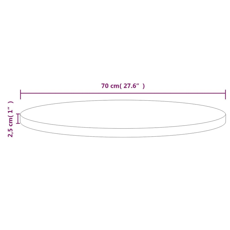 Table Top Ø70x2.5 cm Solid Wood Pine