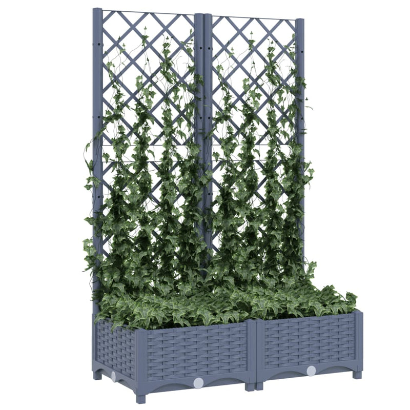 Garden Planter with Trellis Blue Grey 80x40x121.5 cm PP