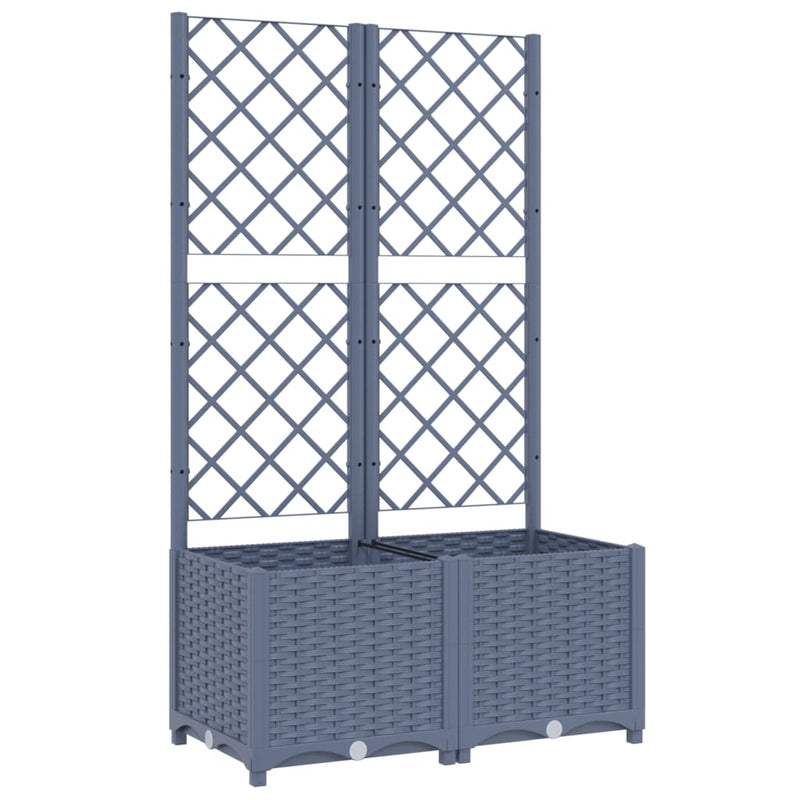 Garden Planter with Trellis Blue Grey 80x40x136 cm PP