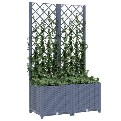 Garden Planter with Trellis Blue Grey 80x40x136 cm PP