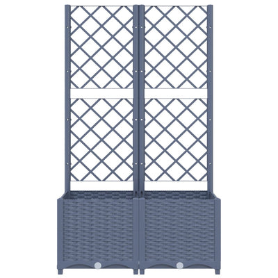 Garden Planter with Trellis Blue Grey 80x40x136 cm PP