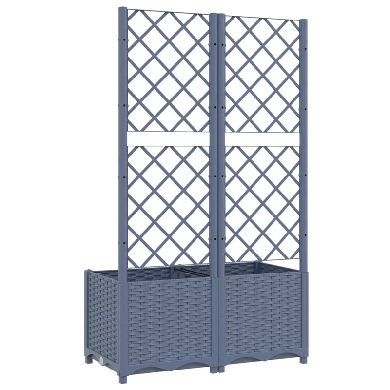 Garden Planter with Trellis Blue Grey 80x40x136 cm PP