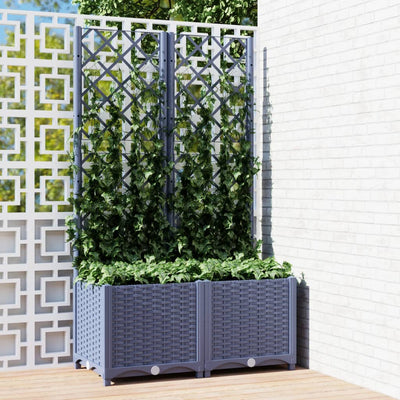 Garden Planter with Trellis Blue Grey 80x40x136 cm PP