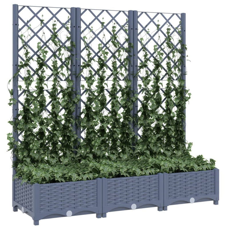 Garden Planter with Trellis Blue Grey 120x40x121.5 cm PP