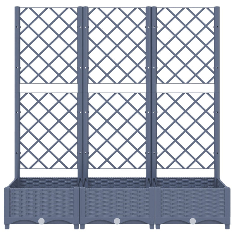 Garden Planter with Trellis Blue Grey 120x40x121.5 cm PP