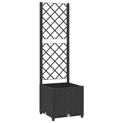 Garden Planter with Trellis Black 40x40x136 cm PP