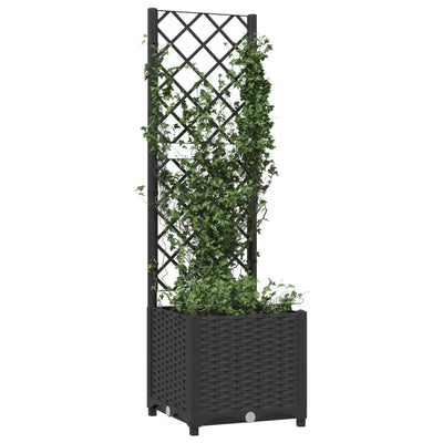 Garden Planter with Trellis Black 40x40x136 cm PP