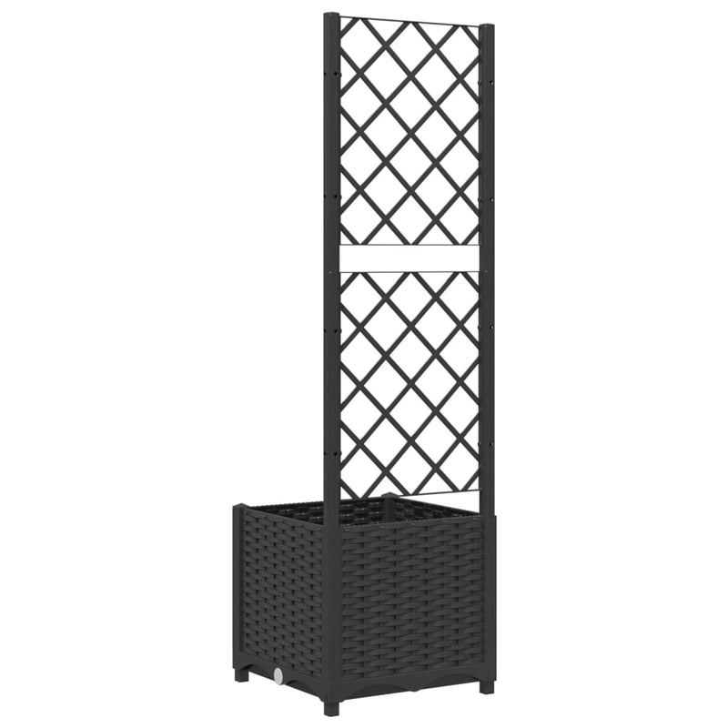 Garden Planter with Trellis Black 40x40x136 cm PP