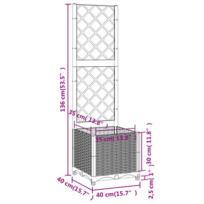 Garden Planter with Trellis Black 40x40x136 cm PP