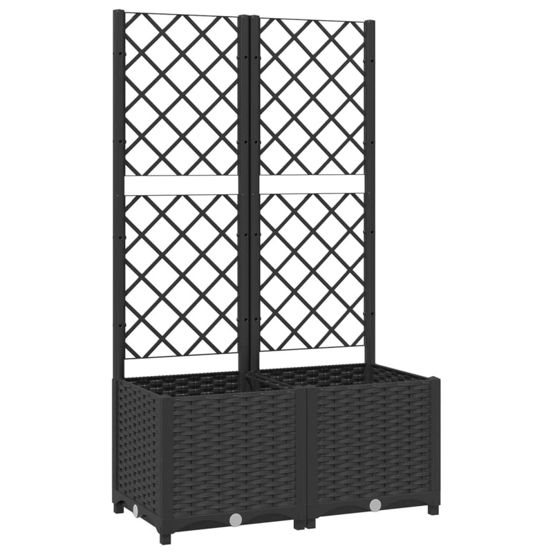 Garden Planter with Trellis Black 80x40x136 cm PP