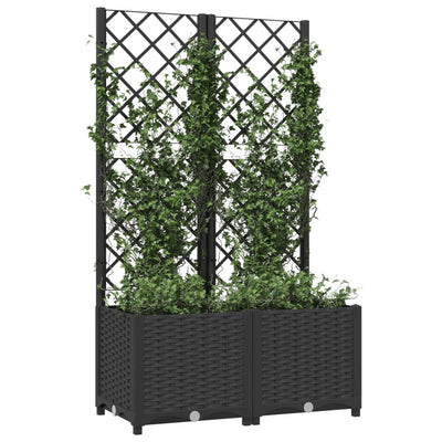 Garden Planter with Trellis Black 80x40x136 cm PP