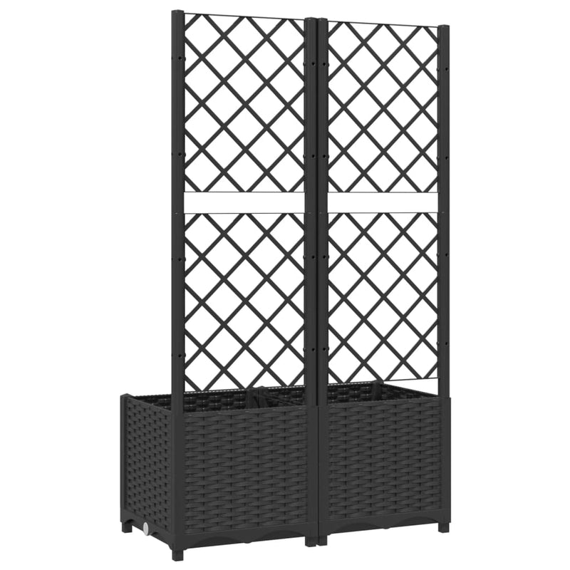 Garden Planter with Trellis Black 80x40x136 cm PP