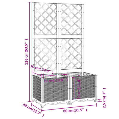 Garden Planter with Trellis Black 80x40x136 cm PP