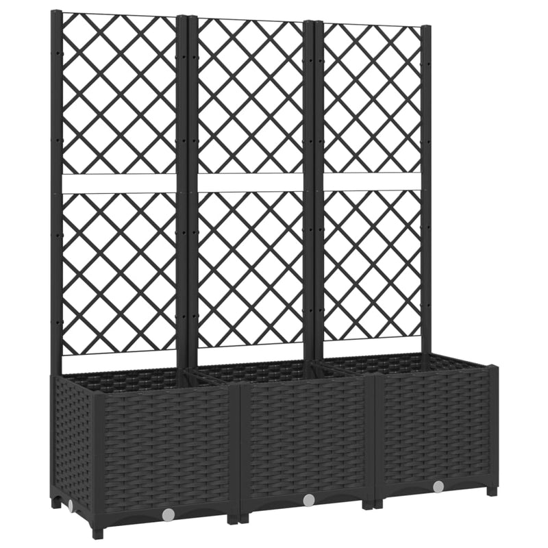 Garden Planter with Trellis Black 120x40x136 cm PP