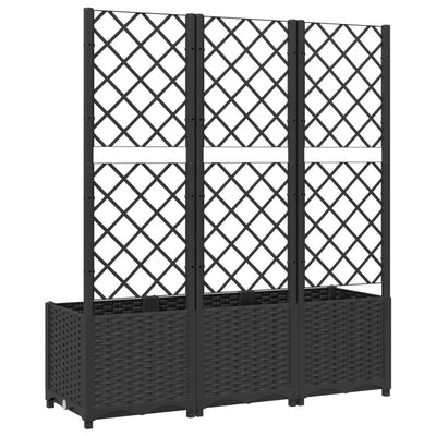 Garden Planter with Trellis Black 120x40x136 cm PP