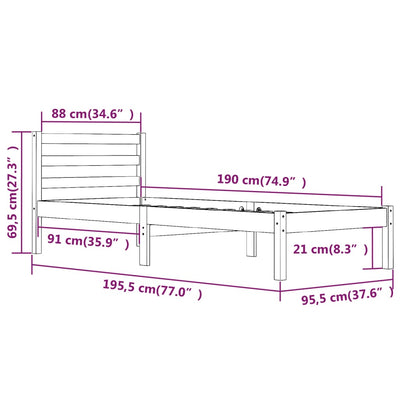 Bed Frame without Mattress 90x190 cm