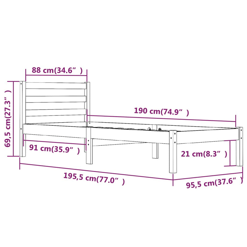 Bed Frame without Mattress 90x190 cm