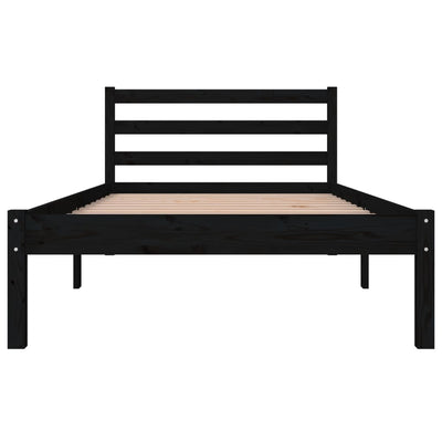 Bed Frame Solid Wood Pine 92x187 cm Single Size Black