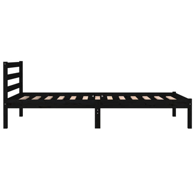 Bed Frame Solid Wood Pine 92x187 cm Single Size Black